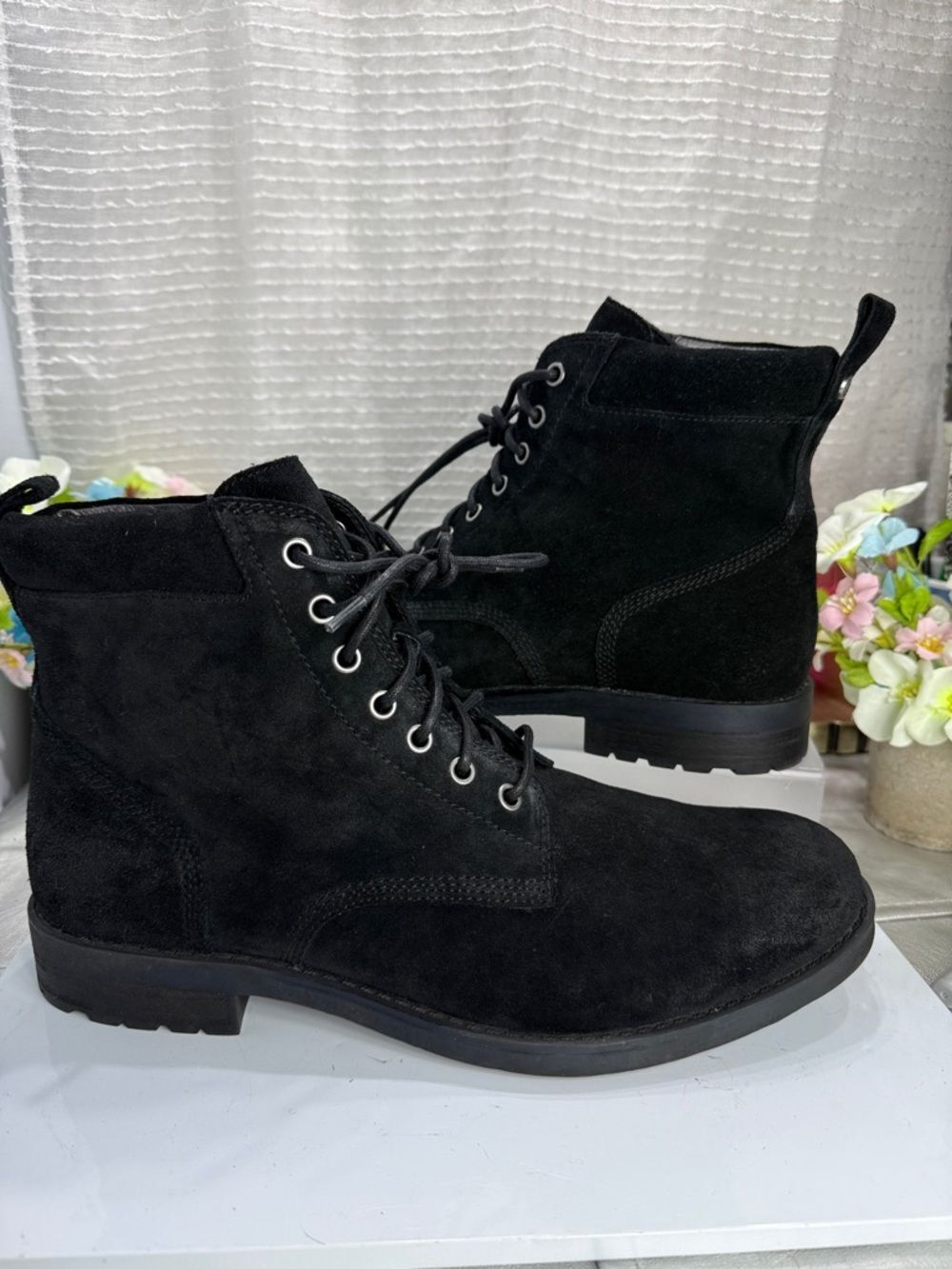 (P6) 206 COLLECTIVE Men's Heritage Casual Black Suede Lace-Up Hiking Boots,Sz 12